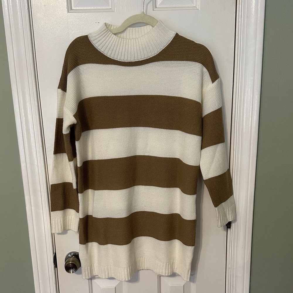 Cozy Striped Brown and Cream Sweater